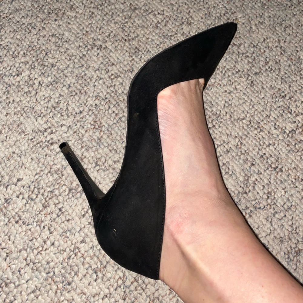 black ankle cut heels
